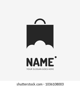 Shopping bag and cloud. Vector logo design. Business concept icon.