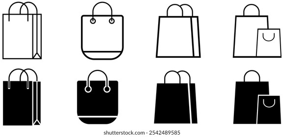 Shopping bag collection, Shopping bag and packages icons set vector