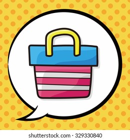 shopping bag color doodle, speech bubble