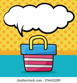 shopping bag color doodle, speech bubble