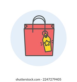 Shopping bag color icon. Interface for programs and applications. UI and UX design. shop or market. Modern technologies and digital world. Marketing and Advertising. Cartoon flat vector illustration