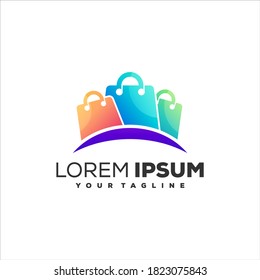 shopping bag color logo design