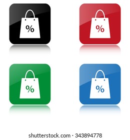 Shopping bag  - color vector icon  with shadow