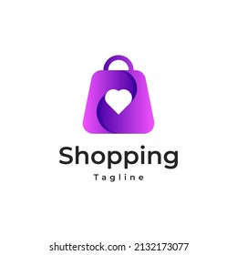 shopping bag colorful logo, love vector logo
