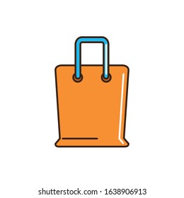 shopping bag commerce cargo delivery vector illustration line and fill