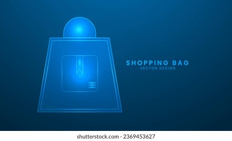 Shopping bag. Shopping commerce concept. Vector illustration with light effect and neon