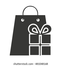 shopping bag with commercial isolated icon vector illustration design