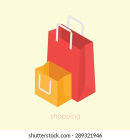 Shopping bag concept design 3d isometric vector illustration