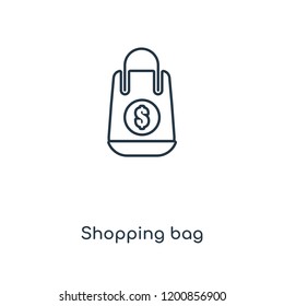 Shopping bag concept line icon. Linear Shopping bag concept outline symbol design. This simple element illustration can be used for web and mobile UI/UX.