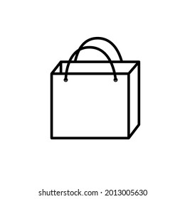 Shopping bag concept thin line black icon. Logo package, purchase or buy. Flat isolated symbol for: illustration, minimalistic, logo, mobile, app, emblem, design, web, site, ui, ux. Vector EPS 10