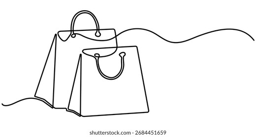 Shopping Bag Continuous Line Drawing with an Editable Stroke outline vector illustration.