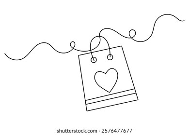  Shopping bag continuous single line art and isolated outline vector design