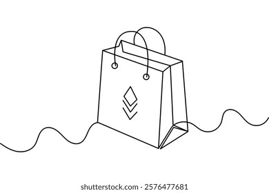  Shopping bag continuous single line art and isolated outline vector design