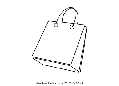  Shopping bag continuous single line art and isolated outline vector design
