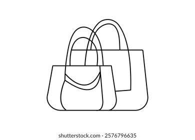  Shopping bag continuous single line art and isolated outline vector design
