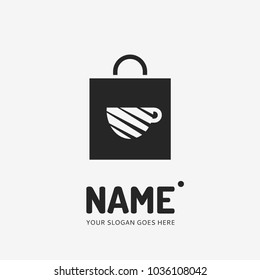 Shopping bag and cup. Vector logo design. Business concept icon.