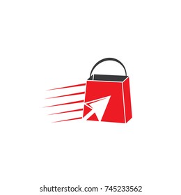 shopping bag with cursor logo vector
