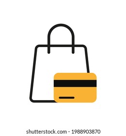 shopping bag with debit card vector illustration