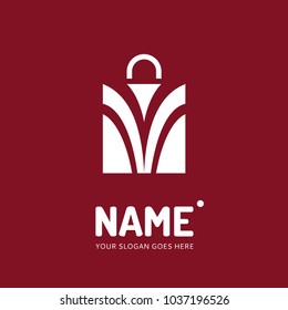 Shopping bag, decorative form. Vector logo design. Business concept icon.