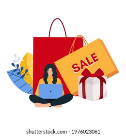 Shopping bag design background. High quality filled shopping bag icon on white background. Shopping collection flat trendy vector shopping bag symbol. Use for web and mobile