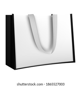 Shopping bag design. Black and white tote shopping bags identity mock-up item template transparent background.