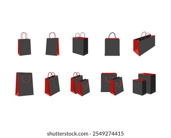 Conjunto de elementos de diseño de bolsa de compras