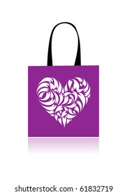 Shopping bag design, floral heart shape