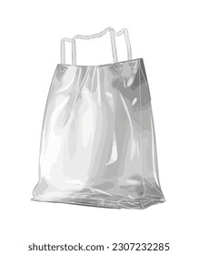 Shopping bag design with handle and packaging icon isolated