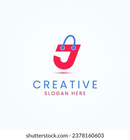 Shopping Bag Design with Letter J Logo Icon Vector Template