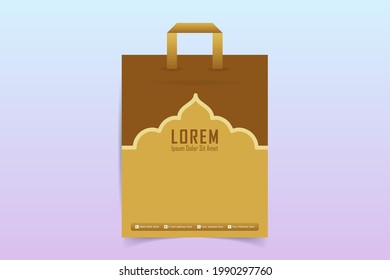 Plantilla de diseño de bolsa de compras con bolsa de papel. Mano sosteniendo bolsas de compras. Viernes Negro. Ilustración del vector