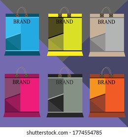 shopping bag design vector illustration 3D realistic , template corporate logo design business empty isolated white background
