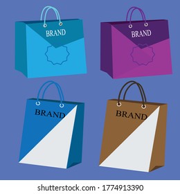 shopping bag design vector illustration 3D realistic , template corporate logo design business empty isolated white background
