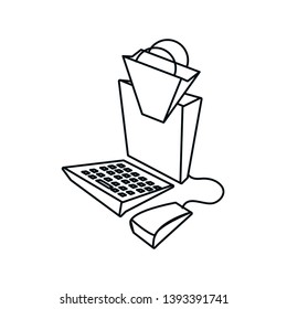 shopping bag with desktop computer