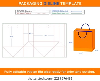 Shopping Bag Dieline Template 10x5x10 inch