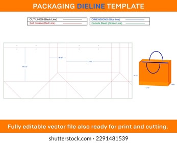 Shopping Bag Dieline Template 16x6x12 inch