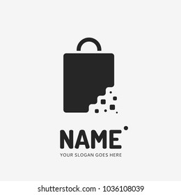 Shopping bag, digital. Vector logo design. Business concept icon.