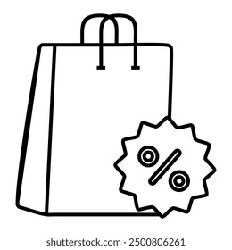 Shopping bag with discount banner icon, for black friday, boxing day, marketplace, e-commerce, mall. Sale symbol vector design illustration.