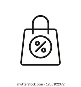 bolsa de compra con vector de icono de descuento