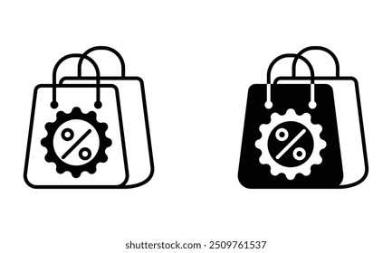 shopping bag with discount percentage icon vector
