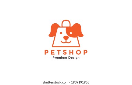 shopping bag with dog petshop logo vector symbol icon design illustration