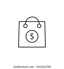 shopping bag, dollar icon. Element of marketing for mobile concept and web apps icon. Thin line icon for website design and development, app development. Premium icon