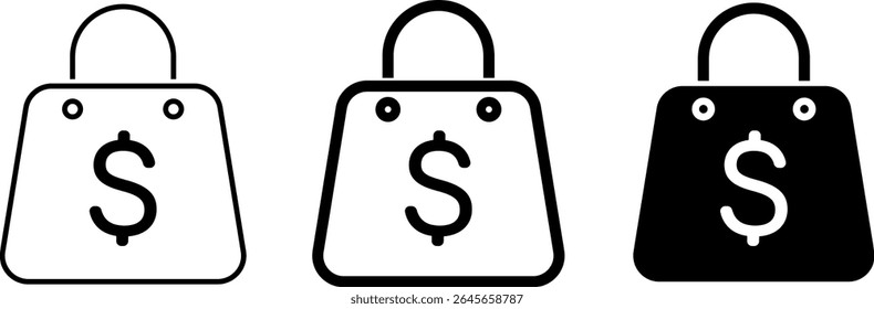 shopping bag with dollar icon set. symbolizes consumer insight. purchasing analysis. spending, and financial exchange. purchasing power financial
