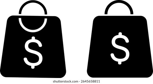 shopping bag with dollar icon set. symbolizes consumer insight. purchasing analysis. spending, and financial exchange. purchasing power financial
