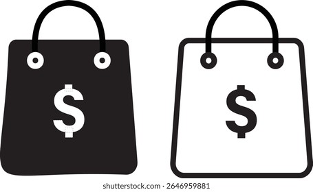 shopping bag with dollar icon set.shopping bag icon,purchasing power financial,bag icon for illustration,
