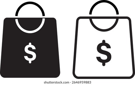 shopping bag with dollar icon set.shopping bag icon,purchasing power financial,bag icon for illustration,
