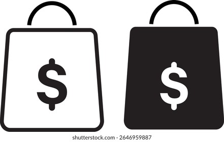 shopping bag with dollar icon set.shopping bag icon,purchasing power financial,bag icon for illustration,
