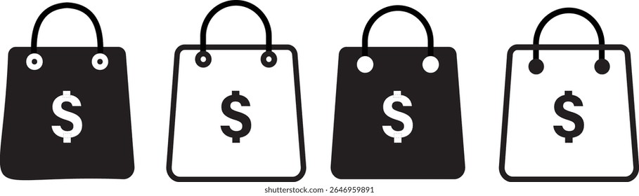 shopping bag with dollar icon set.shopping bag icon,purchasing power financial,bag icon for illustration,
