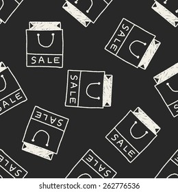 shopping bag doodle drawing seamless pattern background