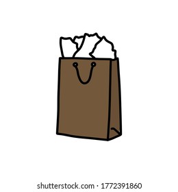 shopping bag doodle icon, vector illustration