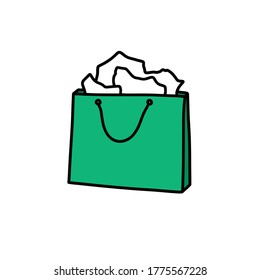 shopping bag doodle icon, vector illustration